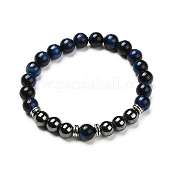 Set di bracciali elasticizzati con perline naturali occhio di tigre (tinte).&nbsp;BJEW-JB06653-05
