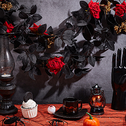 Seta artificiale di Halloween e rattan rosa di schiuma&nbsp;AJEW-WH0505-30A