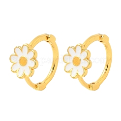 Pendientes de aro de latón esmaltado con margaritas para mujer&nbsp;EJEW-G434-02G