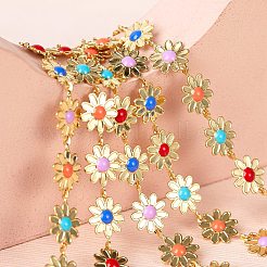 Chaînes à maillons de fleurs en laiton émaillé de 2 m&nbsp;CHC-SZ0001-35