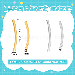 300 pz 2 colori tubo di ottone perline&nbsp;KK-UN0003-08