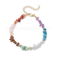 Chakra naturale quarzo rosa e ametista e apatite e acquamarina e avventurina verde e occhio di tigre e braccialetti di perline di corniola per le donne&nbsp;BJEW-JB11741-01