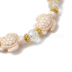 Bracciali elastici in perline sintetiche turchesi per donna&nbsp;BJEW-JB11574-01