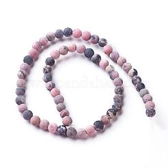 Bereift natürliche rhodonite runde Perle Stränge&nbsp;G-E487-12-10mm