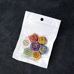 7 Stück Chakra-Natur-Trommelstein mit eingeschnitzten Runenwörtern&nbsp;PW-WG7BE04-01