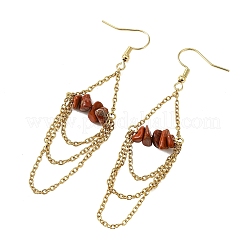 Boucles d'oreilles en forme de jaspe rouge naturel&nbsp;EJEW-JE07287-02
