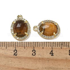 Natürliche Tigerauge facettierte ovale Anhänger&nbsp;G-I375-02G-01