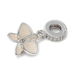 Messing Micro Pave klare Zirkonia Blume europäischen baumeln Charms&nbsp;KK-C086-03P-01