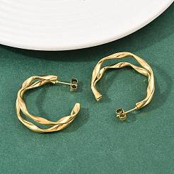 Boucles d'oreilles à tige en acier inoxydable 304 à deux couches en forme de C&nbsp;EJEW-P324-11G