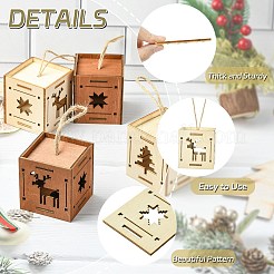 1 set 6 stücke 2 stile weihnachten platz spleißen holz ornament gemischte farben&nbsp;ST-CJ0040-001