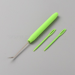 Aiguille à crochet à pointe courbée en plastique et en fer&nbsp;TOOL-WH0159-06C
