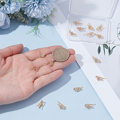 16 gancio per orecchini a stella in ottone micro pavé di zirconi cubici trasparenti&nbsp;KK-UN0005-98