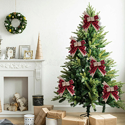 1 x Weihnachtsdekoration aus Leinen mit großer Schleife&nbsp;AJEW-CN0005-55A