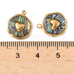 Anhänger aus natürlichem Paua-Muschel-Pave aus Edelstahl 304&nbsp;X-STAS-F319-02B-G01