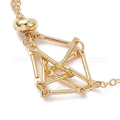 Realizzazione di braccialetti con cursore per catena portacavi in ottone intrecciato regolabile in macramè&nbsp;BJEW-JB10285-01