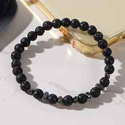 Braccialetti elastici in perline rotonde di pietra lavica naturale per uomo&nbsp;WJ7927