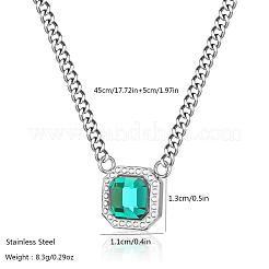 Pendentif carré en acier inoxydable vert fougère&nbsp;QK1004-2