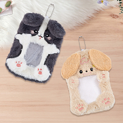 2 stücke 2 arten nette tiere plüsch fotokarte halter mit kunststoff kugelkette&nbsp;HJEW-SC0003-19