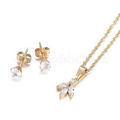 Ensembles de bijoux en strass en acier inoxydable 304&nbsp;SJEW-H301-03G