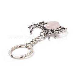 Portachiavi ciondolo ragno quarzo rosa naturale&nbsp;KEYC-C015-01G