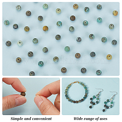 Brins de perles rondes en turquoise africaine naturelle (jaspe) givré&nbsp;G-OC0001-79B