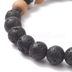 Set di braccialetti elasticizzati con perline rotonde in cocco e pietre preziose miste naturali e sintetiche da 4 pezzo&nbsp;BJEW-JB09155