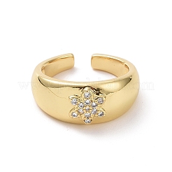 Offener Manschettenring mit klarer Zirkonia-Blume&nbsp;RJEW-H127-02G