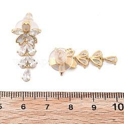 Clous d'oreilles en laiton zircon cubique transparent&nbsp;EJEW-D301-06G-03