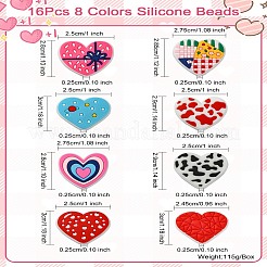 16pcs 8 Farben Silikonperlen&nbsp;FIND-CJ0003-10