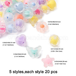 100 Stück 5 Stile mattierte transparente Acrylperlen&nbsp;OACR-FP0001-22