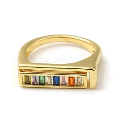 Anelli per dita con micro pavé di zirconi trasparenti in vero ottone placcato oro 18k con placcatura a cremagliera&nbsp;RJEW-M162-05G-01