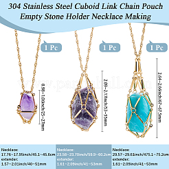 3 Stück 3 Stile 304 Edelstahl Quader Gliederkette Makramee Beutel leer Steinhalter Halskettenherstellung&nbsp;NJEW-BBC0001-41G