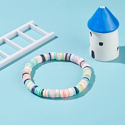 Braccialetto elasticizzato da surf per bambini con perline heishi in argilla polimerica fatto a mano&nbsp;BJEW-JB07228-01