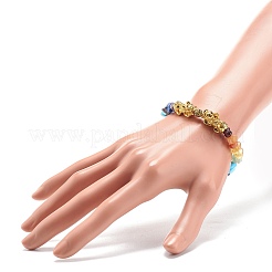 Bracelet extensible en pierres mélangées naturelles et synthétiques avec pixiu en alliage&nbsp;BJEW-JB08571