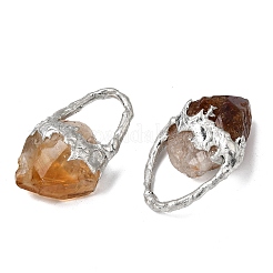 Ciondoli in quarzo giallo naturale grezzo riscaldato e ottone&nbsp;G-G466-01P