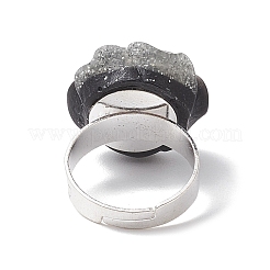 Fingerringe aus Harz mit Glitzerpulver und Rosen&nbsp;RJEW-JR00731-03