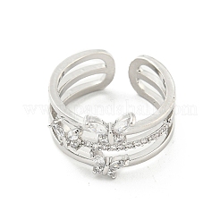 Micro ottone spianare anelli gemelli zirconi&nbsp;RJEW-I103-060P