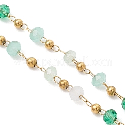 Handgefertigtes Armband aus Edelstahl 304 und facettierten Rondellglasperlen&nbsp;AJEW-JB01476-01