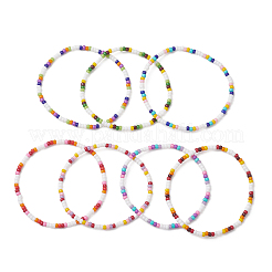 7 pulsera elástica de cuentas de vidrio para mujer&nbsp;BJEW-MZ00278
