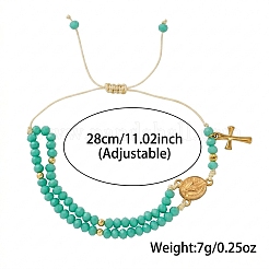 Bracelet tressé à un rang de perles rondelles en verre facettées&nbsp;UB2798