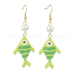 Pendientes colgantes de acero inoxidable 304 con cuentas cilíndricas de vidrio.&nbsp;EJEW-MZ00815-01
