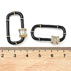 Moschettone di bloccaggio ovale in ottone micro pavé di zirconi cubici trasparenti&nbsp;KK-H256-01G-01