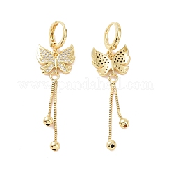 Aretes colgantes de mariposa con circonita cúbica transparente&nbsp;EJEW-P224-01G