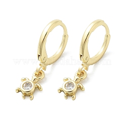 Pendientes de aro con micropavé de circonita cúbica transparente y latón de tortuga&nbsp;EJEW-D311-008G