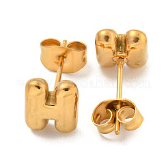 Pendientes de botón de acero inoxidable 304 con letras grandes para mujer&nbsp;EJEW-G386-01H-G