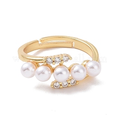 Anello regolabile in zirconia cubica trasparente con perla acrilica in rilievo&nbsp;RJEW-P032-16G