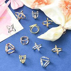 18 stücke 9 stile legierung schal ring schnalle für frauen dame mädchen&nbsp;AJEW-CJ0001-36