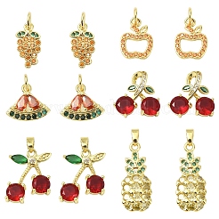 2pcs pendentifs en laiton micro pavé de zircone cubique&nbsp;KK-YW0003-22