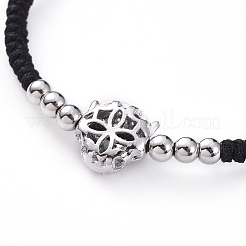 Bracciali intrecciati con filo di nylon regolabile in ottone leopardo&nbsp;BJEW-JB04984-01