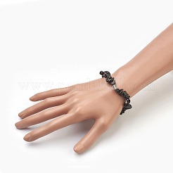 Cuentas de obsidiana naturales brazalete tramo&nbsp;BJEW-JB03860-07
